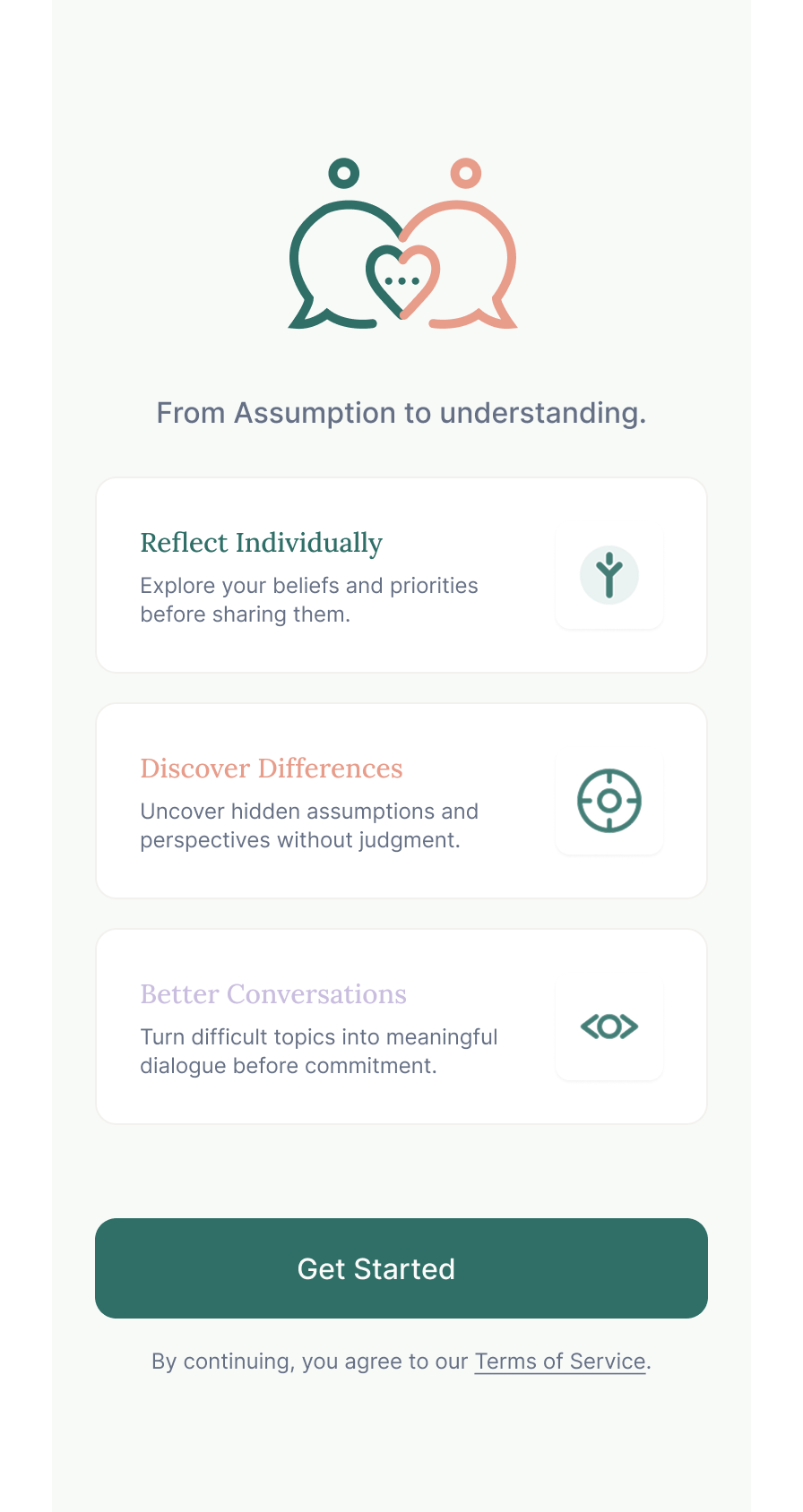 Between Us — Onboarding screen